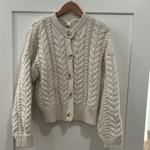 H&M Cream Cable Knit Cardigan Sweater
